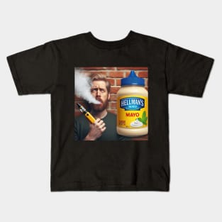 Guy Smoking Vape with Mayo flawer Kids T-Shirt